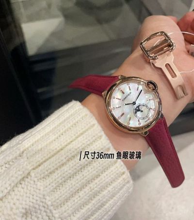 Cartier 36*8MM Imported Swiss Quartz Movement Red Bracelet Women's Watch